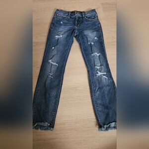 Express Midnight Blue Ripped Skinny Jeans